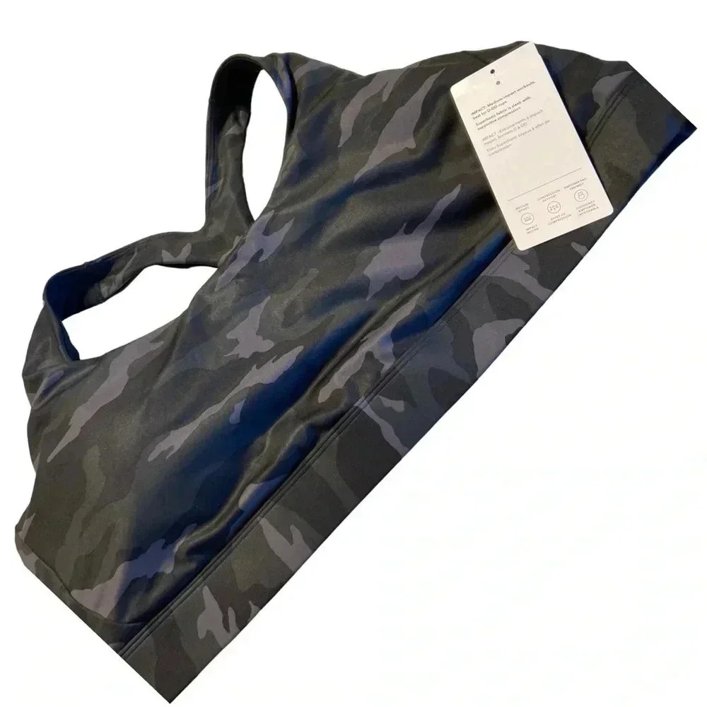 Athleta Racer Back Sports Bra Green Camo Print Women's Size 3X